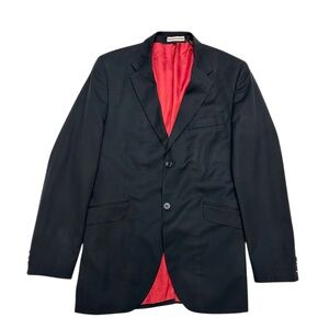Ben Sherman Classic Black Wool Blazer with Red Lining